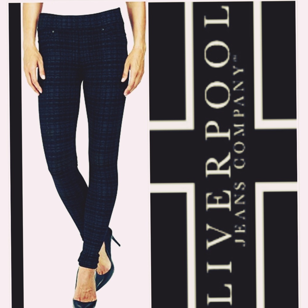Liverpool Jeans Blue Plaid Quinn Pull On Legging